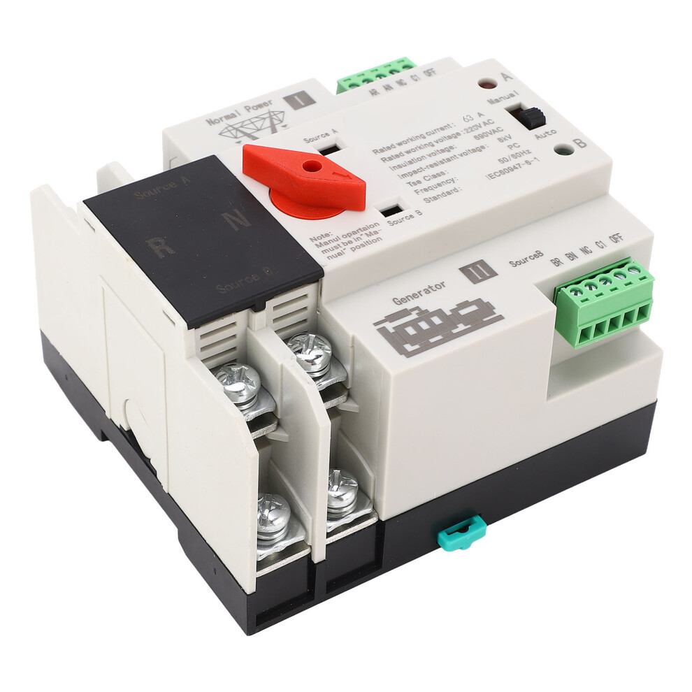 Ac220v 63A 2P Automatic Generator Transfer Switch Flame Retardant Shell 8441339004390