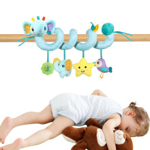 Baby Car Seat Toy - Colorful Sensory Rattle with Integrated Bell for Infants 0-3 Years - Elephant Design for Cognitive Development