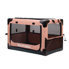 Pet Car Cage - Portable Foldable Dog and Cat Travel Cage - Medium Pink Outdoor Pet Tent and Stress-Free Condo