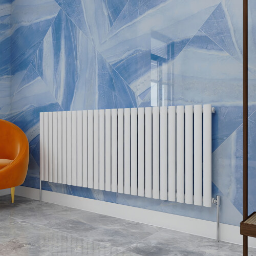 (600x1593mm Single Horizontal) SIMPLE BATHROOMS White Oval Column Radiators