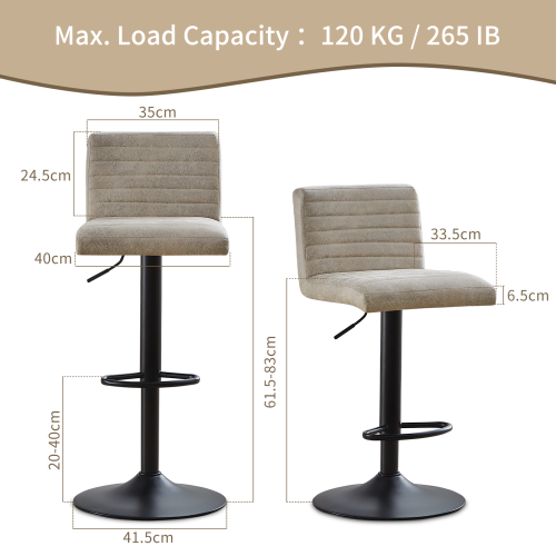 AINPECCA (2x BarStools, Suede BEIGE) Swivel Bar Chairs 2