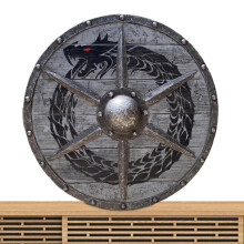Wooden Viking Shield for Cosplay, Authentic Battle Worn Shield Toy, Medieval Decorative Sign 24 Inch