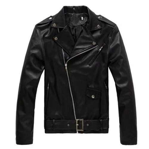 (Black, UK XS=Tag S) Men's Leather Jacket Biker Jacket Fire Jacket Motorcycle Jacket Chopper Jacket