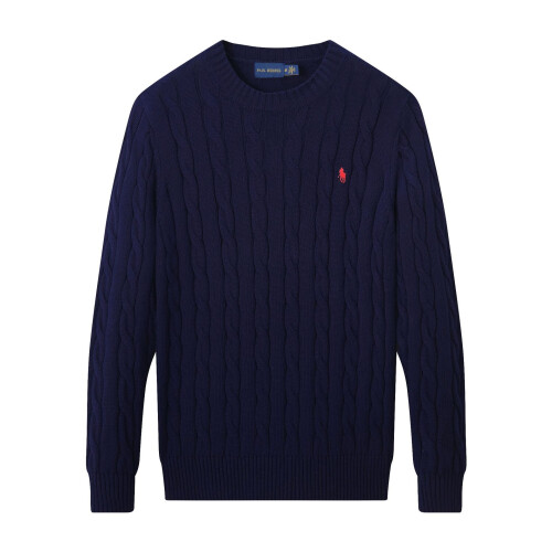 (Royal blue, L) Men's Small Pony jumper , Knitwear Cotton Sweater Pullover