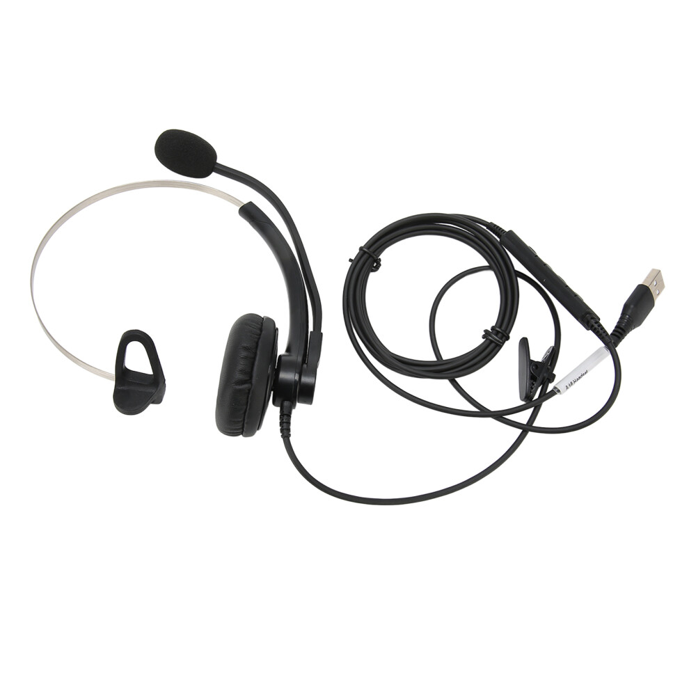 Single Ear Noise Canceling Wired Headset With Hd Phone Call Microphone 8491339017265
