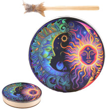Wooden Drum - Handcrafted Shaman Drum with Stick, Natural Wooden Decor Hand Drum for Sound Healing and Meditation
