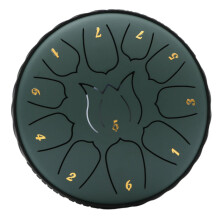 Rain Drum for Garden 11 Note Steel Tongue Drum 6-Inch Outdoor Use Stone Green Chakra Drum for Relaxation