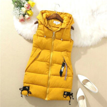 (Yellow, Tag L=UK XS) LADIES WOMENS HOODED LONG LINE WARMER JACKET PUFFER GILET JACKET PADDED TOP BODY