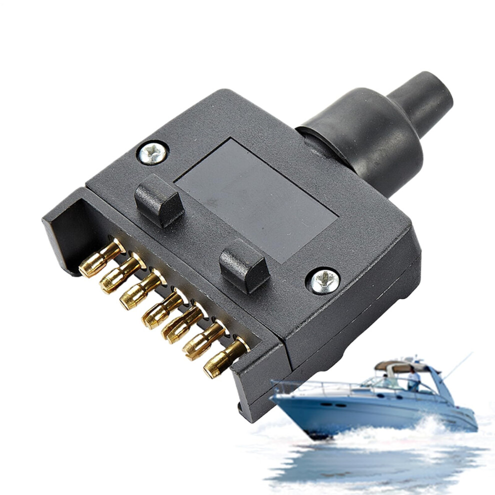 7-Pole Flat Plug For Trailers - Durable 7-Pole Flat Socket For Cars, Boats, And Outdoor Adventures, Compact And Reliable 6482260547602