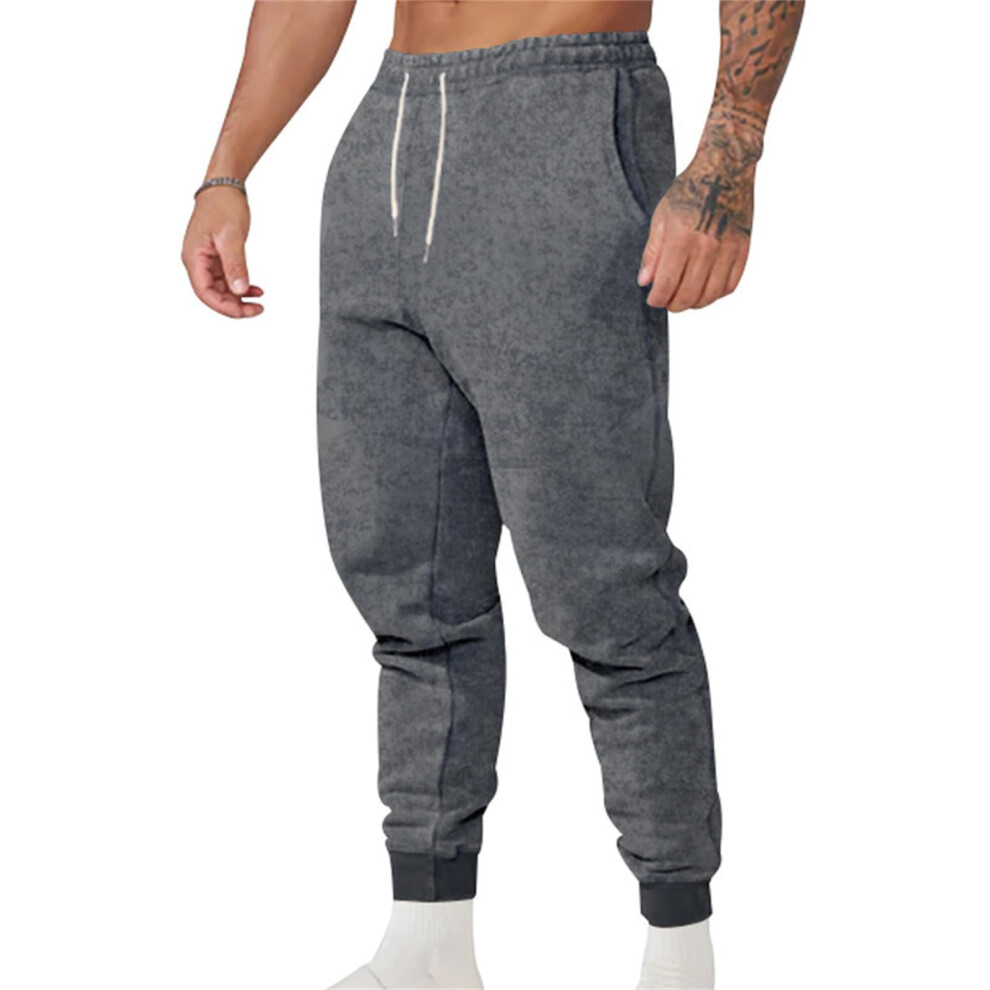 Mens Work Trousers Combat Trousers Xl Dark Gray Comfortable Elastic Waist Drawstring Straight Fit Stretch With Pockets 6482260547664