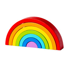 Large Wooden Stacker Blocks Arch Puzzle Colorful Educational Toy for Toddlers
