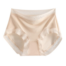 Underwear Cotton Lace Thongs for Women, High Waist Tummy Control Panties, Large Size A4 Beige, Nylon Briefs with Lace