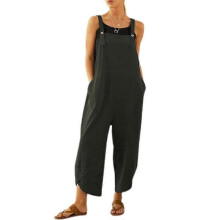 (3XL,green)Women's Casual Loose Long Bib Pants Wide Leg Jumpsuits Baggy Rompers Overalls Harem Trousers With Pockets Plus Size