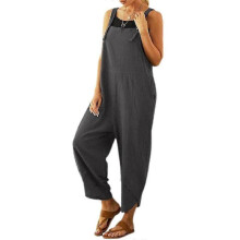 (S,grey)Women's Casual Loose Long Bib Pants Wide Leg Jumpsuits Baggy Rompers Overalls Harem Trousers With Pockets Plus Size