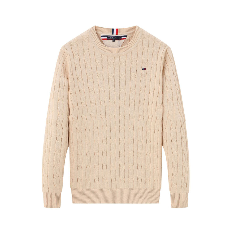 (Khaki, M) Men's Tommy Knitwear, Knit Cotton Sweater Pullover-image-OPC-PJHSQSR-NEW