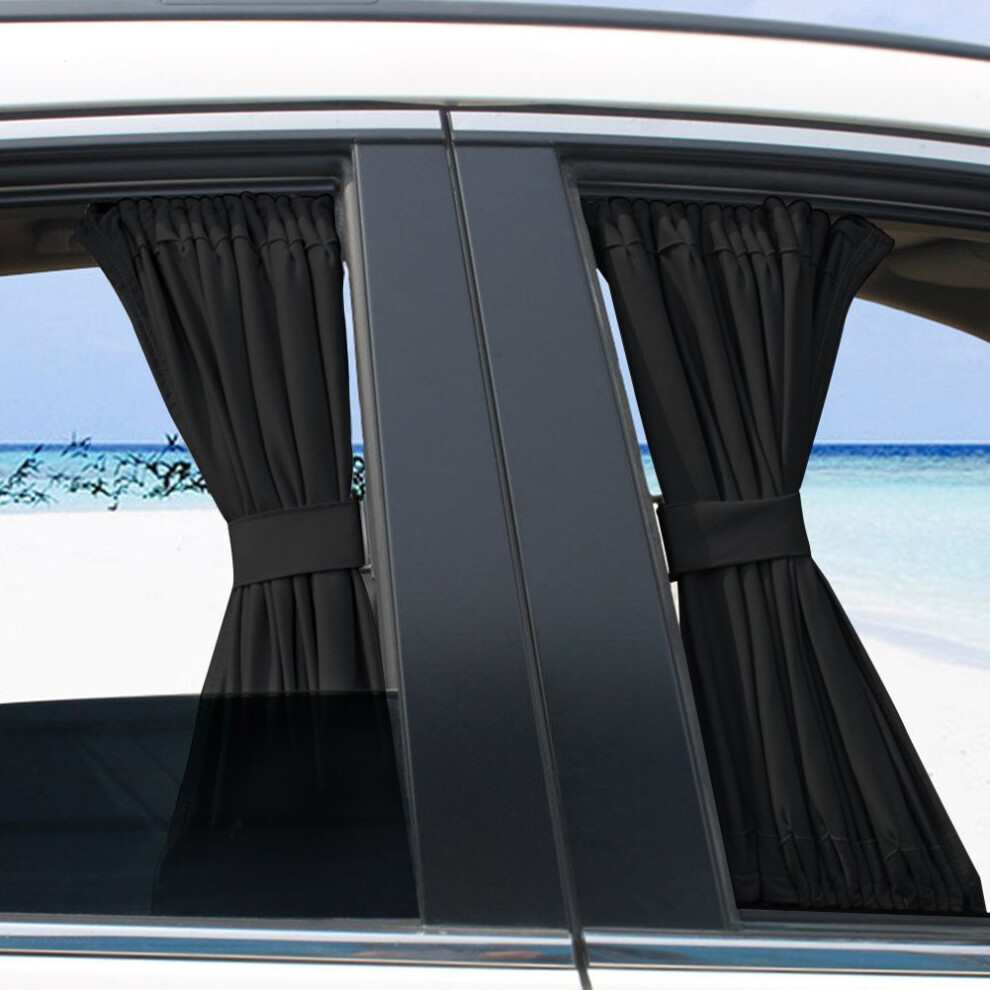 Car Window Blind - Pack Of 2 Adjustable Side Window Sun Protection Curtains For Breastfeeding, Sleeping, Camping - Black 6482260548371
