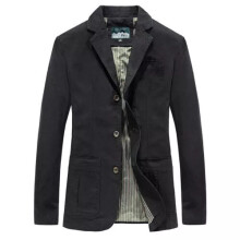 (Black, 3XL) Mens Casual Blazer Long Sleeve Jacket Washed Cotton Blazer Suits Coat