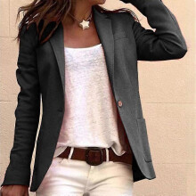 (M,Black)Lebanghui Women Formal Long Sleeve Blazer Jacket Slim Fit Suit Coat Office Work Outwear