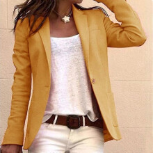 (2XL,Khaki)Lebanghui Women Formal Long Sleeve Blazer Jacket Slim Fit Suit Coat Office Work Outwear