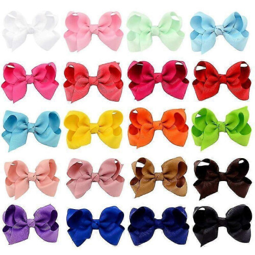(S)Lebanghui 20 Pcs Multi-colored Grosgrain Ribbon Hair Clips 1