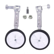 Bike Training Wheels with Adjustable Footrest for 40.6-61 cm Bikes, Silver, Load Capacity 75 kg, Stable and Robust
