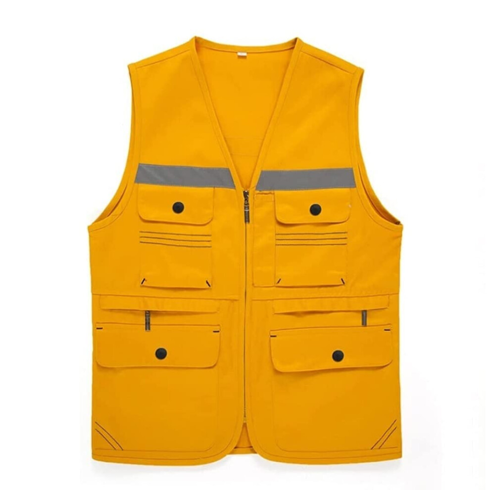 Reflective Safety Vests For Construction, High Visibility Vest With Pocket And Zipper, Durable Surveyor Safety Vest, Yellow, Size X 6947110999838