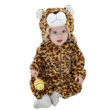 (H Old Leopard, 2-5 Months) Winter Hooded Flannel Toddler Infant Clothes Overall Bodysuits Hoodie Costume