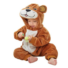 (R Orange Bear, 6-12 Months) Winter Hooded Flannel Toddler Infant Clothes Overall Bodysuits Hoodie Costume