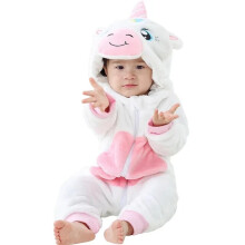 (W White Unicorn, 6-12 Months) Winter Hooded Flannel Toddler Infant Clothes Overall Bodysuits Hoodie Costume