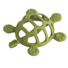 Dunkelgrünes Schildkröten-Silikon-Teething-Armband mit verstellbarem Schnalle