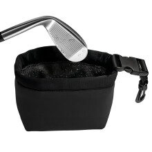 Golf Ball Cleaning Bag - Portable Golf Club Groove Cleaner - Practical Washable Golf Ball Wash Bag - Black
