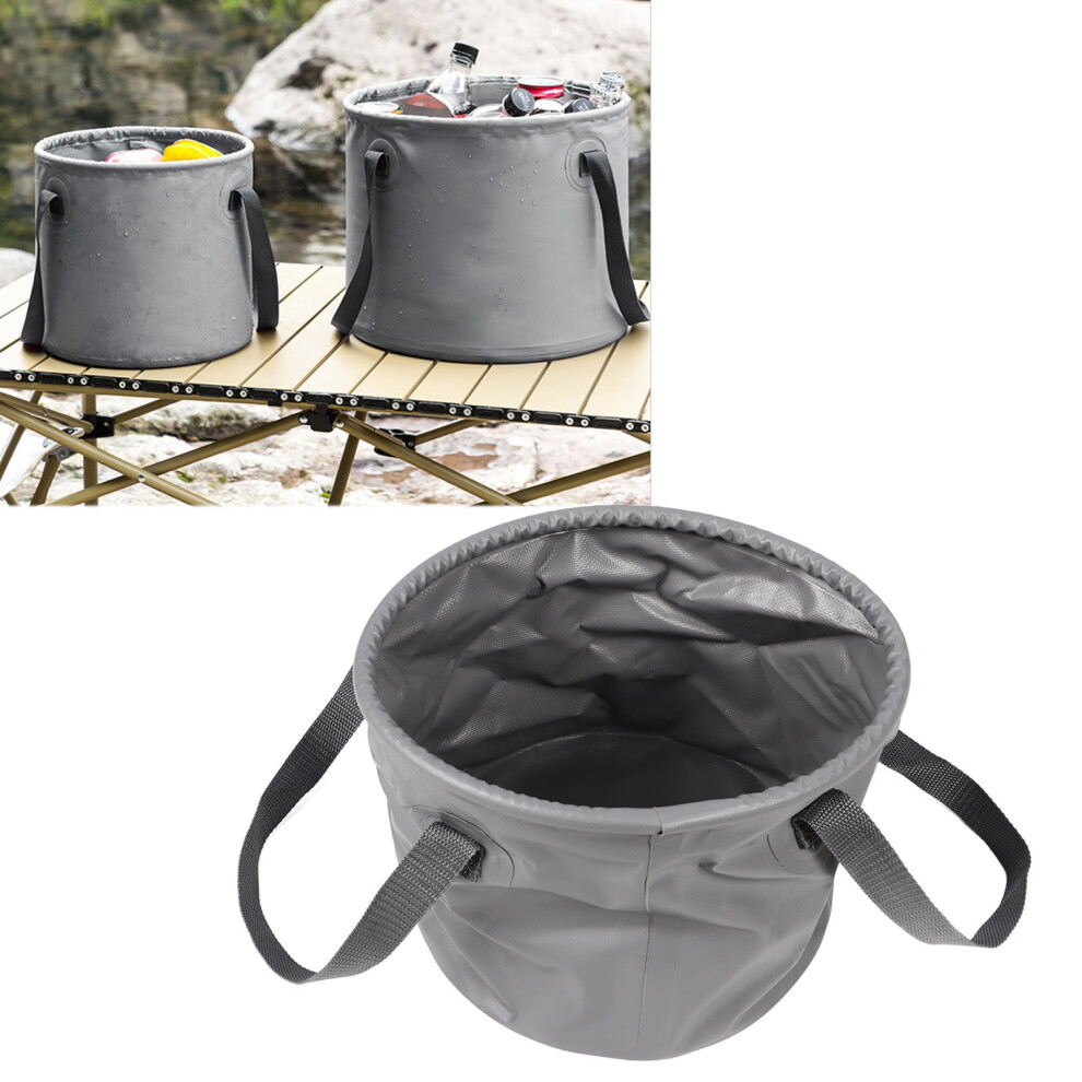 10L Gray Collapsible Bucket With Handle For Camping & Fishing - Durable Pvc 4921339036040