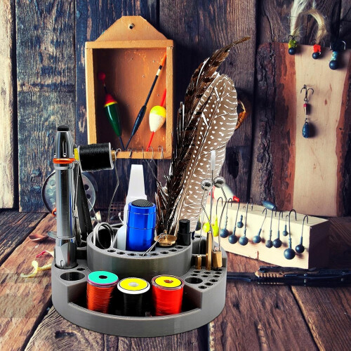 Fly Tying Station Storage Rack | Fly Tying Tool Holder - Circular Bait Organizer with High-Density Thread Hook Container for Beginners 1