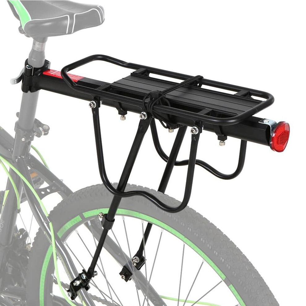 Bicycle Carrier Adjustable Aluminium Alloy Pannier Rack Holder with Reflector, 50 kg Load Capacity for Touring Bikes