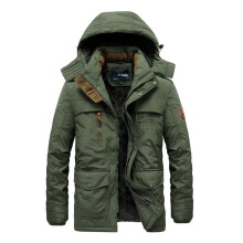 (Army green, XXXL) Men's Thick Warm Hooded Windbreaker Jacket Fleece Lined Parka Coat Outerwear
