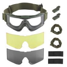 Airsoft Protective Goggles with 3 Replaceable Lenses, Tactical Protective Goggles for Hunting, Cycling, Cosplay, Sports
