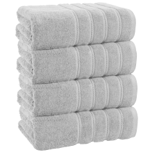 4x Extra Large Super Jumbo Bath Sheet Towels 100x200 cm Egyptian Cotton XXL Bath Sheets (Silver)