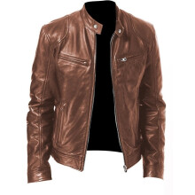 (Dark Brown, Tag L = UK S) UK Men Vintage Cafe Racer Brown Black Leather Casual Slim Fit Real Biker Jacket