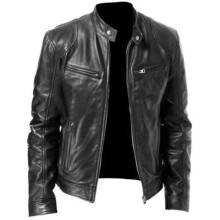 (Black, Tag 3XL = UK XL) UK Men Vintage Cafe Racer Brown Black Leather Casual Slim Fit Real Biker Jacket