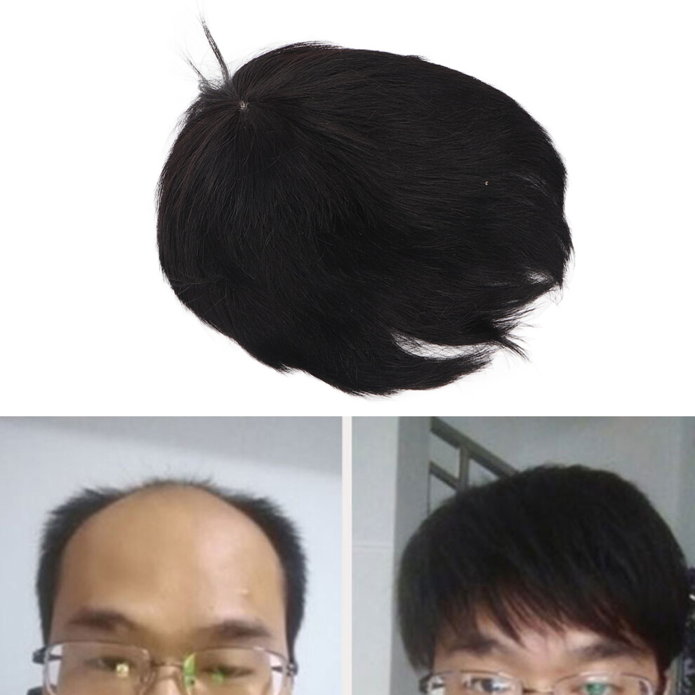 Men's High Temp Fiber Hair Piece, Stylish Toupee for Daily & Party Use