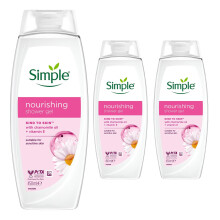 Simple Kind to Skin Nourishing Shower Cream with Gentle Formulation 450ml, 3 Pk