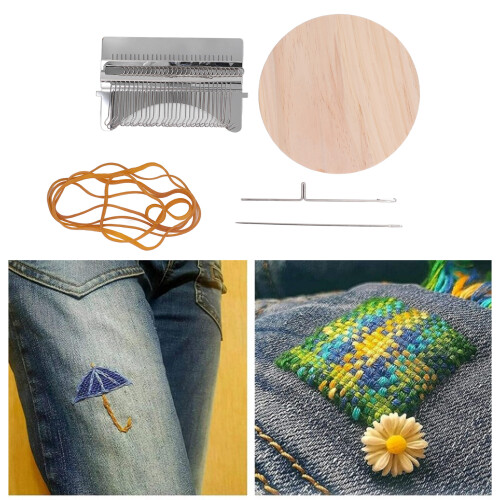 28 Pins Darning Loom for Socks and Garments Easy-Use Manual Weaving Tool