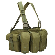 Tactical Vest for Hunting and Airsoft - Green Chest Rig with Ammo Carrier, Adjustable Size, Military-Grade Material