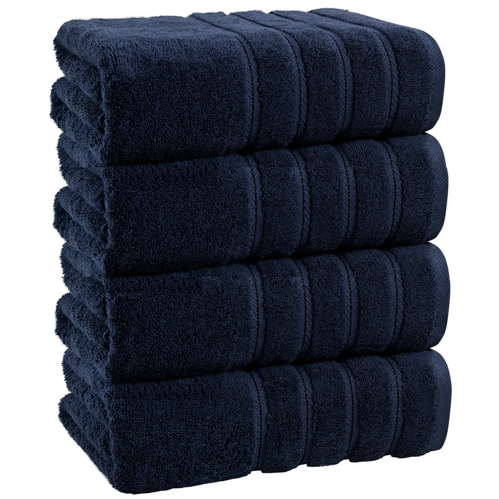 Towelbay 4X Extra Large Super Jumbo Bath Sheet Towels 100X200 Cm Egyptian Cotton Xxl Bath Sheets (Navy)