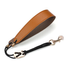 Saxophone Neck Strap PU Leather Saxophone Belt for Alto Tenor Clarinet Baritone Soprano Horn Light Brown Adjustable