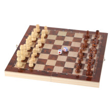 3-in-1 Holz-Schach- und Dameset-24x24cm/9.4x9.4in