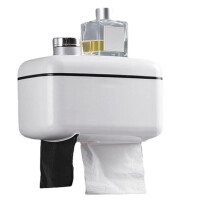 (Pink) Free Drill Installation 5 In 1 Toilet Paper Rolls Holder Tissue Shelf Organizer