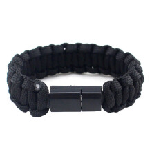 (Red) EDC Outdoor Survival Bracelet Camping Emergency Paracord Tool Kits USB Data Cable For iPhone