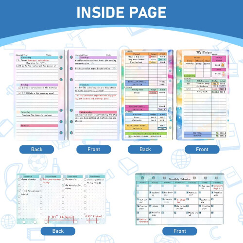 A6 Planer Inserts Set for 6-Hole Binders with Weekly Monthly Plans 2