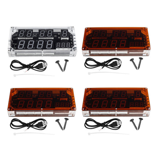 (Brown, White) Large-screen Voice Clock Kit High-precision Clock Electronic DIY Welding Training Kit